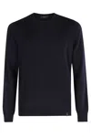 Fay Navy Blue Crew Neck Sweater In Blue