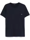 Fay Black T-shirt In Cotton With Pocket And White Logo In Blue
