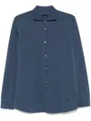 Fay Collared Shirt With Buttoned Cuffs And Cuffed Sleeves In Navy Blue