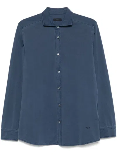 FAY NAVY BLUE EMBROIDERED LOGO SHIRT