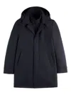 Fay Long Coat Jersey Hood Pockets In Black