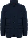 Fay Quilted Blue Jacket With High Collar In Blue