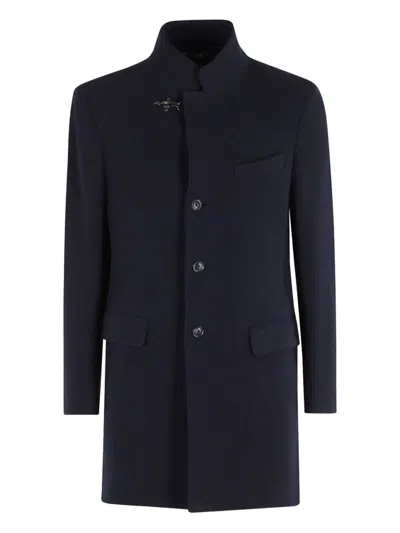 FAY NAVY BLUE LONG BUTTONED COAT
