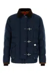 Fay Navy Blue Nylon Blend Down Jacket In Brown