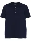 Fay Navy Blue Polo Shirt Short-slevees With Embroidered Logo In Blue