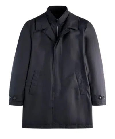 Fay Navy Blue Polyamide Snap-button Jacket In Black