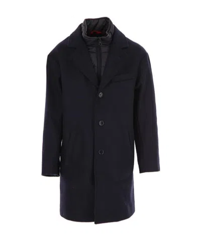 Fay Navy Blue Single-breasted Coat In Black