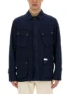 Fay Navy Blue Solid Shirt Collar Jacket In Blue