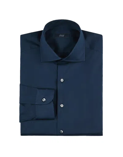 Fay Navy Blue Stretch Fabric Shirt