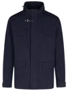 Fay Field Jacket Unlined In Stretch Nylon With Water-repellent Treatment In Blue