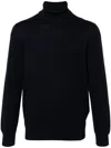 Fay Navy Ribbed Turtleneck Sweater In Black