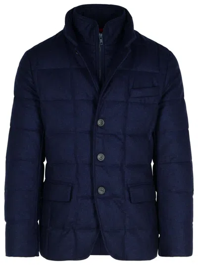 Fay Navy Virgin Wool Jacket Man In Blue