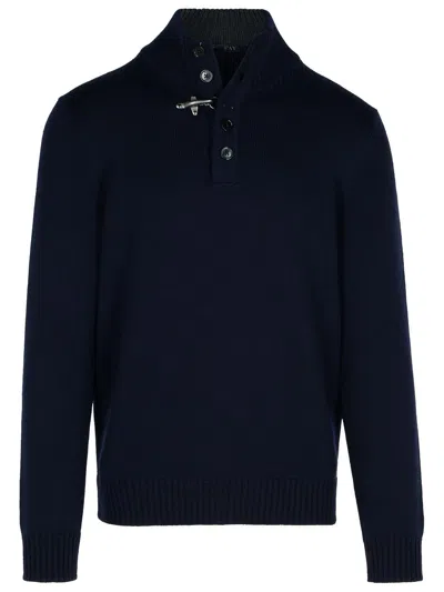 Fay Navy Virgin Wool Turtleneck Sweater Man