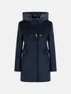 Fay Navy Wool Blend Coat In Blue