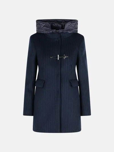 Fay Navy Wool Blend Coat In Blue