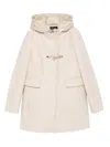 Fay Hooded Coat With Flap Pockets And Quilted Detail In Neutral