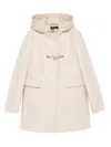 Fay Hooded Coat With Flap Pockets And Quilted Detail In Neutral