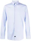 Fay Striped Long-sleeve Shirt In Blue