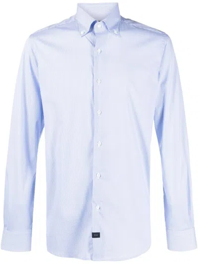 Fay Striped Long-sleeve Shirt In Blue