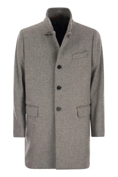 Fay New Duty - Wool-blend Coat In Melange Grey