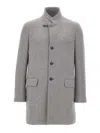 Fay Tailored Grey Wool Coat With Stand-up Collar In Gray