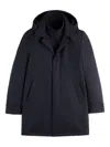 Fay Navy Blue Classic Coat With Removable Inner Layer And Hood In Blue