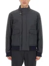 Fay Oversize Bomber Jacket Ribbed Finish In Black