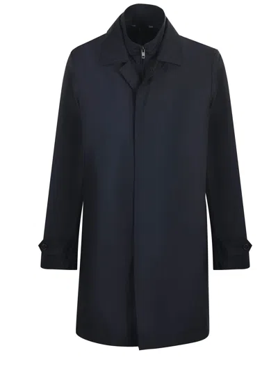 Fay Morning Coat In Water-repellent Technical Poplin In Black
