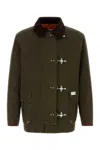 Fay Structured Green Cotton Jacket With Contrasting Collar In Green