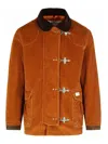Fay Corduroy Jacket With Hook Closure And Flap Pockets In Brown