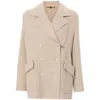 Fay Back Belted Double-breasted Lapels Cuffs Pockets