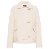 Fay Textured Wool Jacket With Classic Collar In Beige