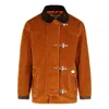Fay Corduroy Jacket With Hook Closure And Flap Pockets In Brown
