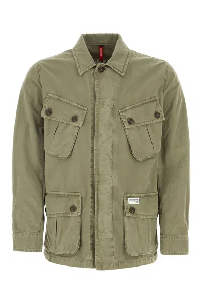 Fay Jungle Cotton Shirt Jacket In Green