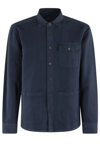Fay Oversized Pocket Shirt In Blue