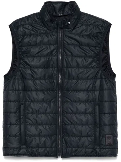 Fay Oxford Blue Jacket With Stand-up Collar In Black