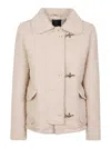Fay Textured Wool Jacket With Classic Collar In Blanco