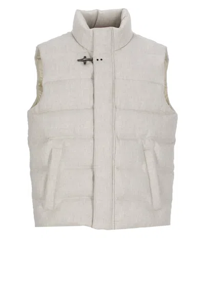 Fay Padded And Quilted Wool Sleeveless Jacket In Grey
