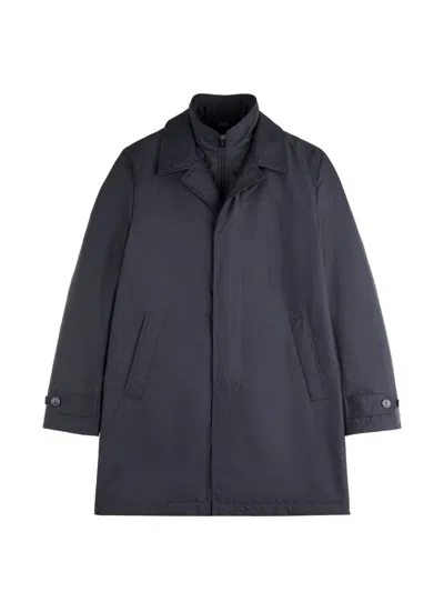 Fay Padded Blue Waterproof Trench Coat With Pockets