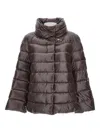 Fay Glossy Brown Puffer Jacket With High Collar In Brown