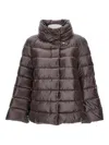 Fay Quilted Cape Down Jacket With Zip In Brown