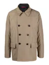 Fay Padded Double-breasted Jacket In Camel