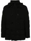 Fay Padded Bomber Jacket With Double-breasted Hooded Design In Black