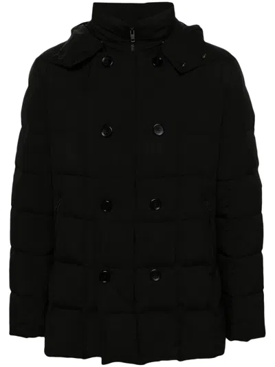 Fay Double Breast Padded Bomber Jacket In Black
