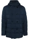 Fay Double Breasted Hooded Down Jacket In Blue