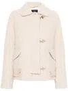 Fay Textured Wool Jacket With Classic Collar In Neutrals