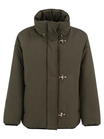 Fay Padded Nylon Jacket With  Hooks In Brown