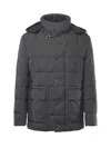 Fay Padded Pea Coat In Melange Canvas In Gray