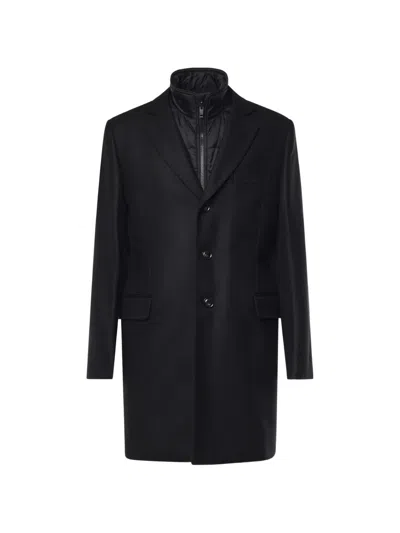 Fay Padded-insert Single-breasted Coat In Black