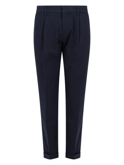 Fay Slim Fit Trousers In Stretch Gabardine In Blue